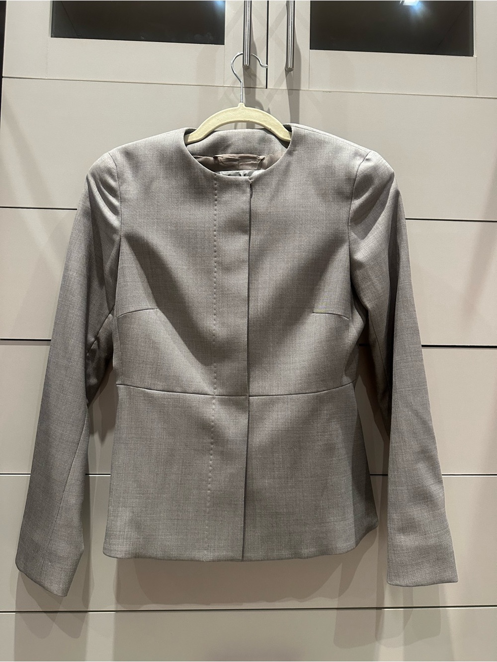 MaxMara Light Gray Collarless Tailored Blazer